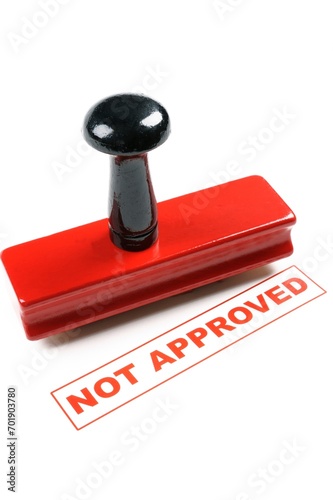 4K Ultra HD Close-Up Image of Rubber Stamp 'Not Approved' on Blank Page - Document Rejection Concept