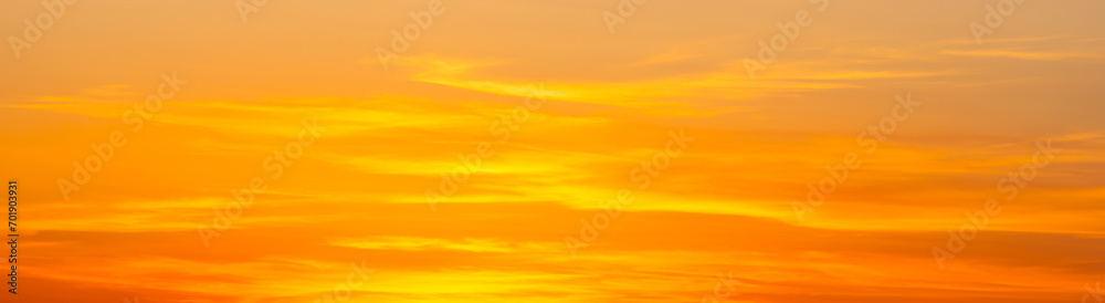 Sunset sky panorama with sunset clouds and watercolor sky