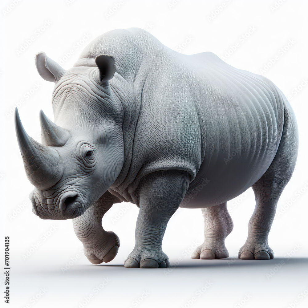 Fototapeta premium White rhinoceros, Rinoceronte blanco, rhino, african, wildlife, isolated White background.