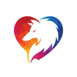 Wolf heart shape concept logo design. 