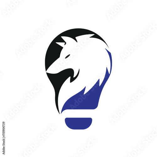 Wolf bulb vector logo design template.