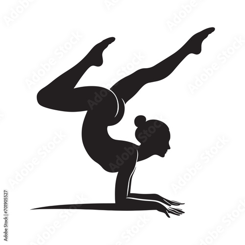 Vector Stock - Dynamic Gymnast Silhouette in Black Vector, Perfect for Creative Designs - Gymnast Silhouette 