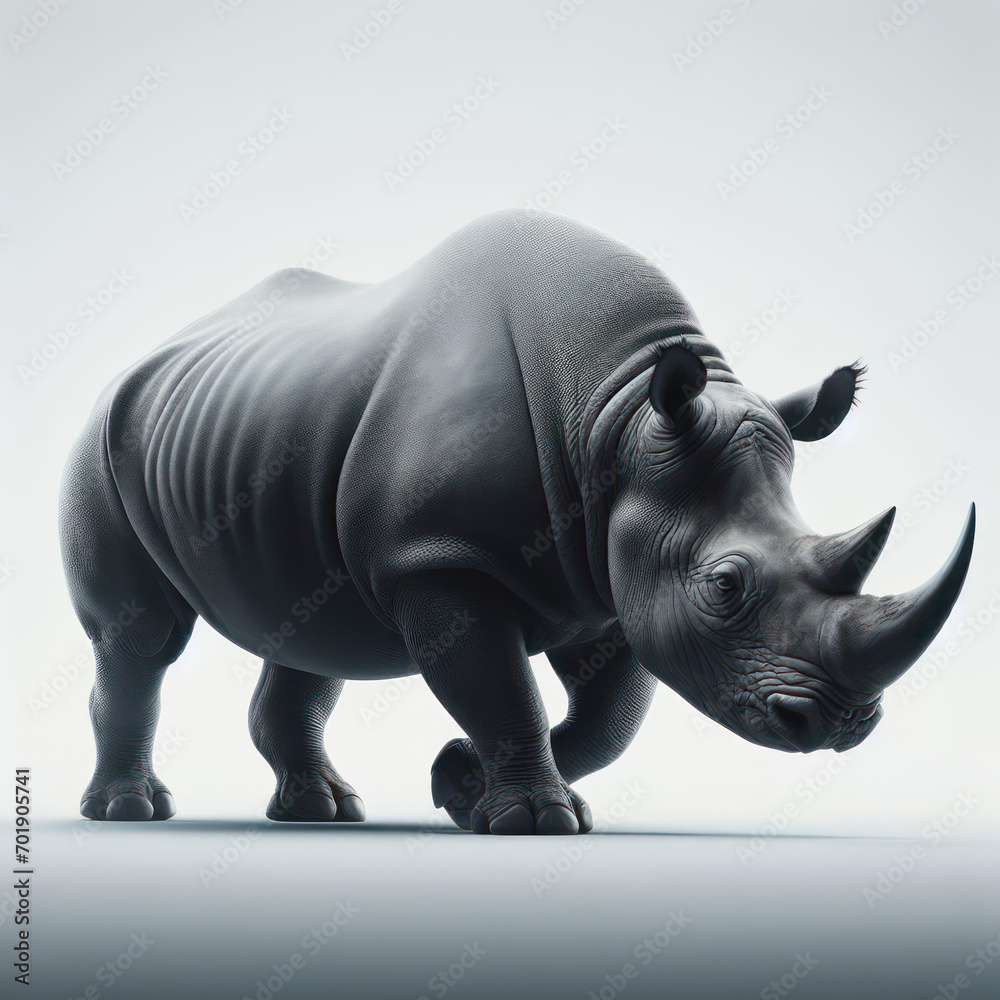 Obraz premium black rhinoceros, rhino, Rinoceronte negro, Diceros bicornis, isolated White background