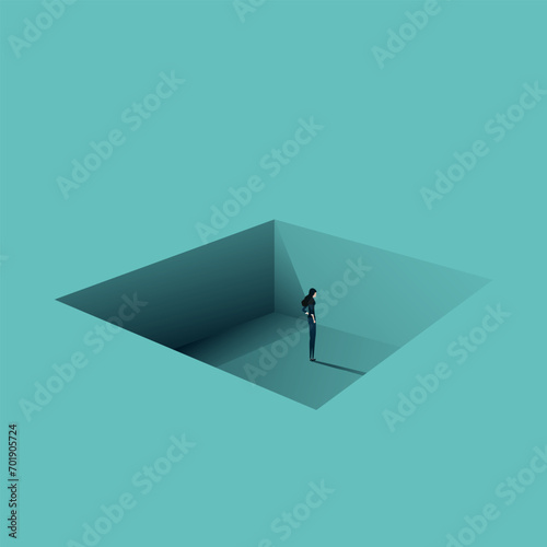 Personal bankruptcy vector concept. Symbol of depression, crisis, failure, money problems. Minimal illustration.