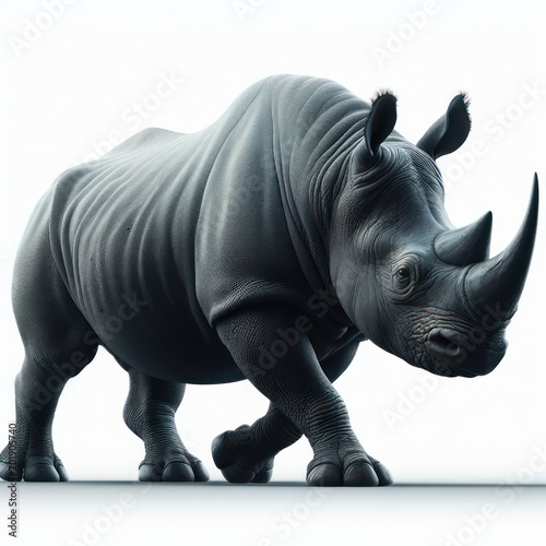 black rhinoceros  rhino  Rinoceronte negro  Diceros bicornis  isolated White background