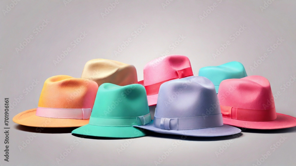 Fototapeta premium Hats Collection Headwear Accessories Fashion Style - Hat Day