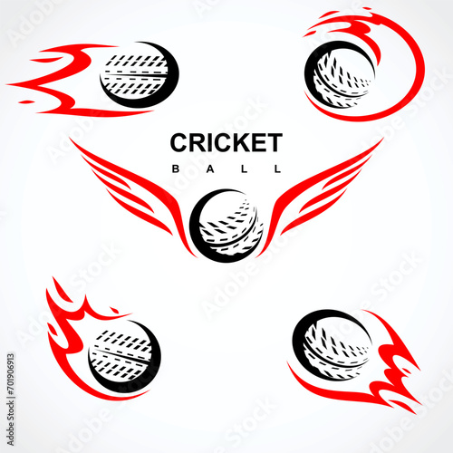 Cricket ball set. Collection icons cricket. Vector