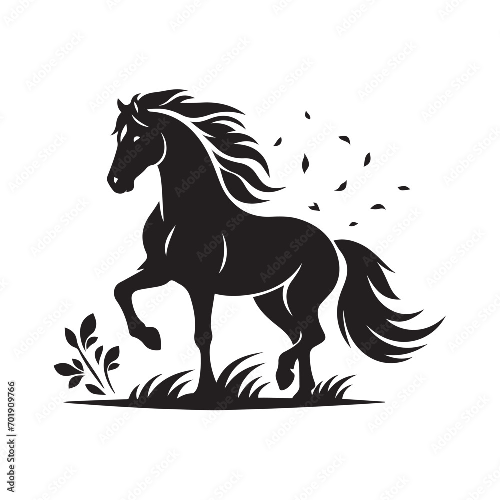 Timeless elegance embodied in this black horse silhouette vector, providing a versatile choice to enhance the overall aesthetic of your design compositions - vector stock.
