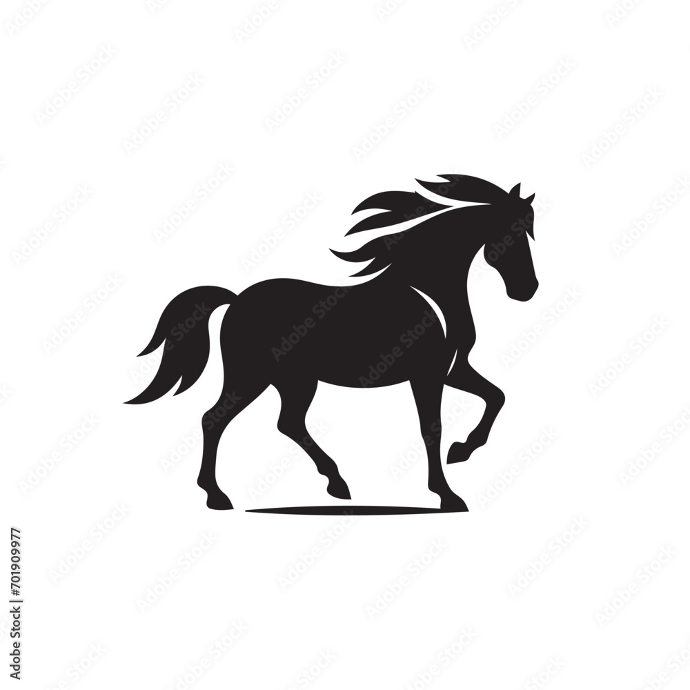 Dynamic movement and grace captured in this striking black horse silhouette vector, perfect for diverse design applications - vector stock.
