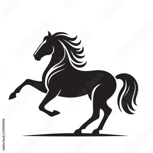 Expressive and bold  this vector illustration features a black horse silhouette  bringing energy to your design projects - vector stock. 