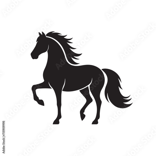 Fototapeta Naklejka Na Ścianę i Meble -  Fine details and intricate lines create a visually stunning black horse silhouette vector, enhancing your creative projects - vector stock.
