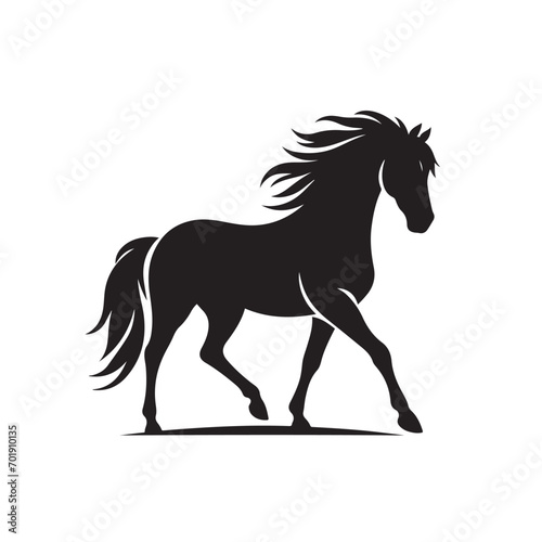 Graceful lines and intricate details highlight this captivating black horse silhouette vector - vector stock. 