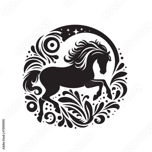 Dynamic movement captured in this black horse silhouette vector, enhancing the visual impact of your designs - vector stock. 