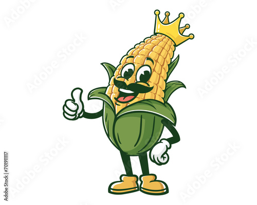 Corn maize King without cape cartoon mascot illustration character vector clip art hand drawn