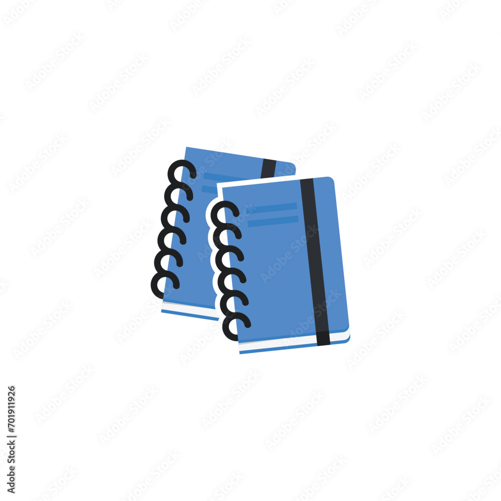 Notebook vector illustration, blue notebook flat icon