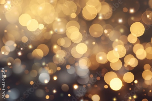 Abstract cream yellow, gold, orange background with blurry bokeh festival lights and glow particle. outdoor joy celebration holiday excitement concept. gleam glitter shiny glamour illustration.