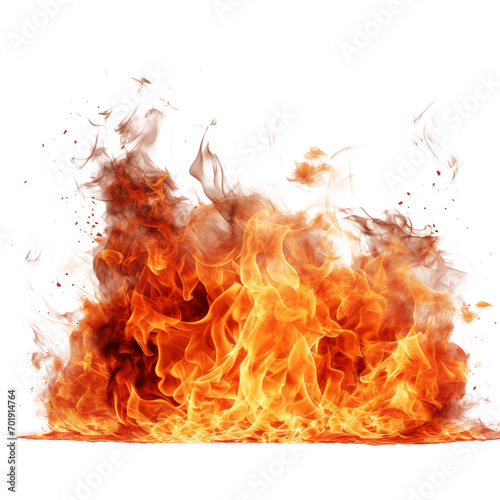 Flame on a transparent background. Long vertical strip of fire, the concept of a blaze, a design element. To be inserted into a design or project