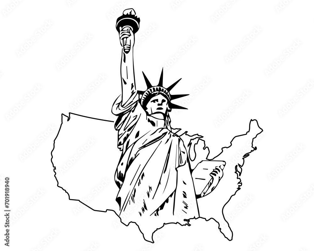 Vector illustration of United States, background, outlines
