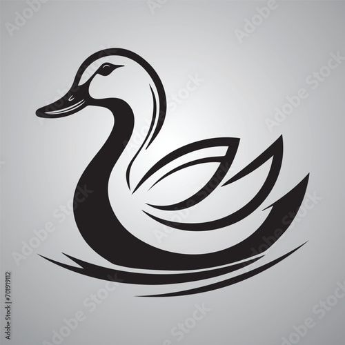Fototapeta Naklejka Na Ścianę i Meble -  Duck Icon on Black logo icon and White Vector illustration silhouette