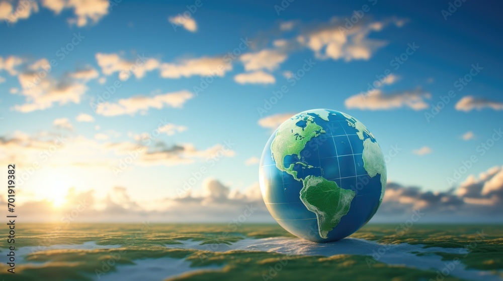 Earth with a blue sky background. World environment day