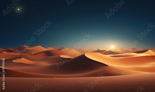 Background for Ramadan with a place for text. A night in the desert