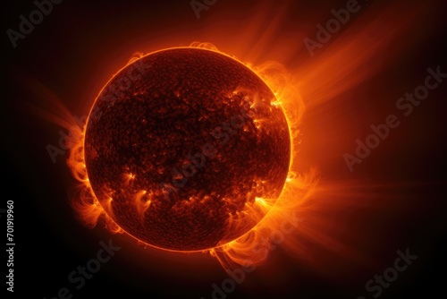 The sun in space on a dark background.