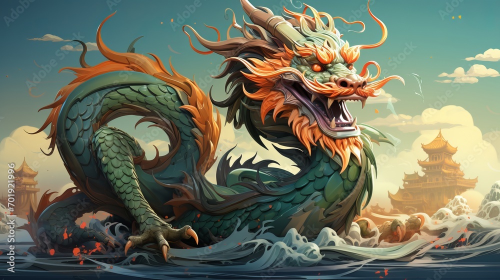 Green dragon, symbol of Chinese New Year 2024