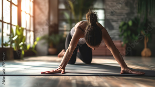 woman doing yoga exercise photo