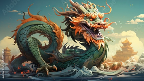 Green dragon, symbol of Chinese New Year 2024