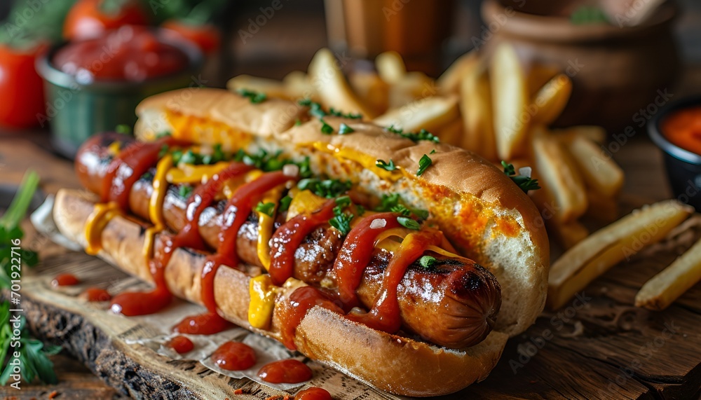 Fresh and Delicious Grilled New York Hotdog - obrazy, fototapety, plakaty 