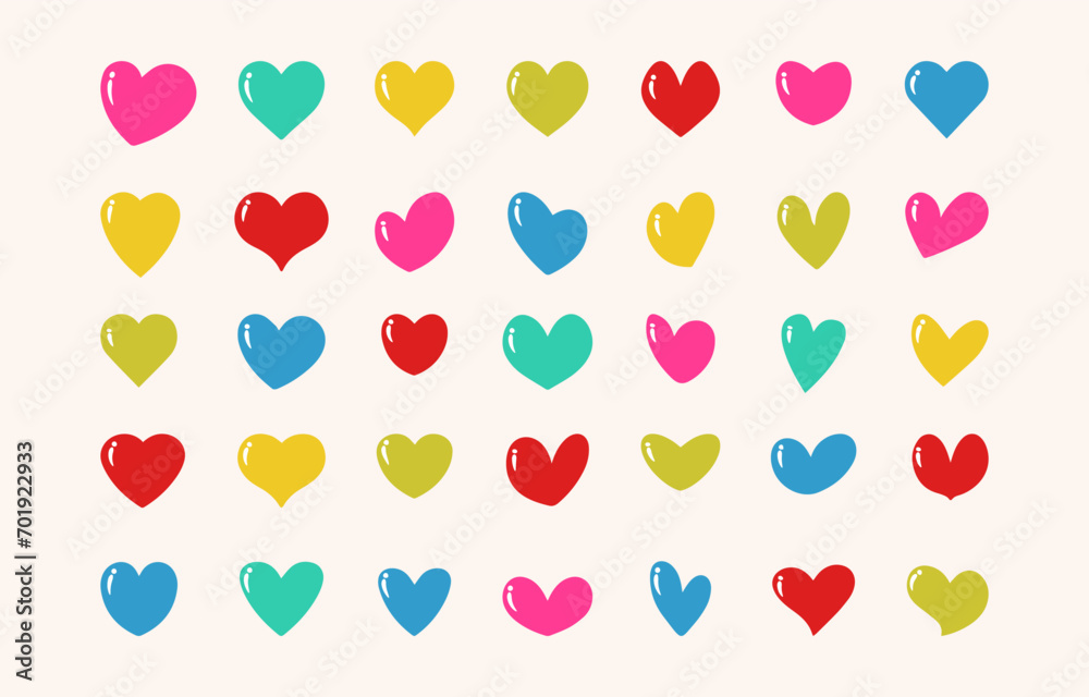 collection of colorful love heart shaped. vector illustration