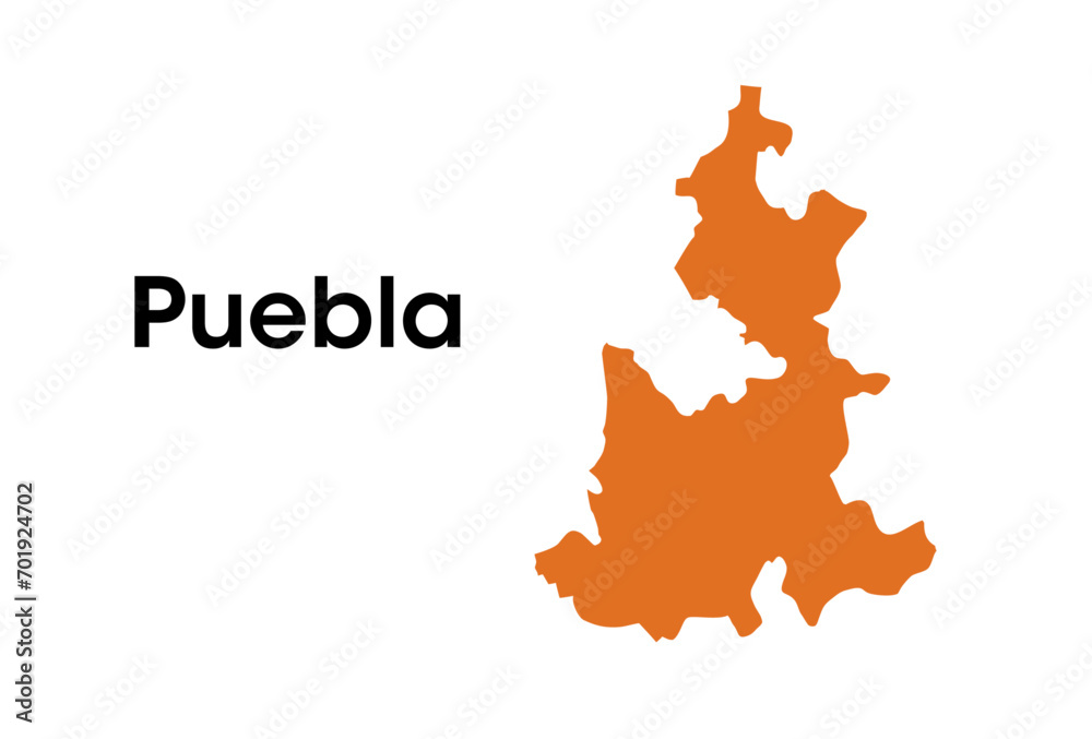 Puebla State map in Mexico