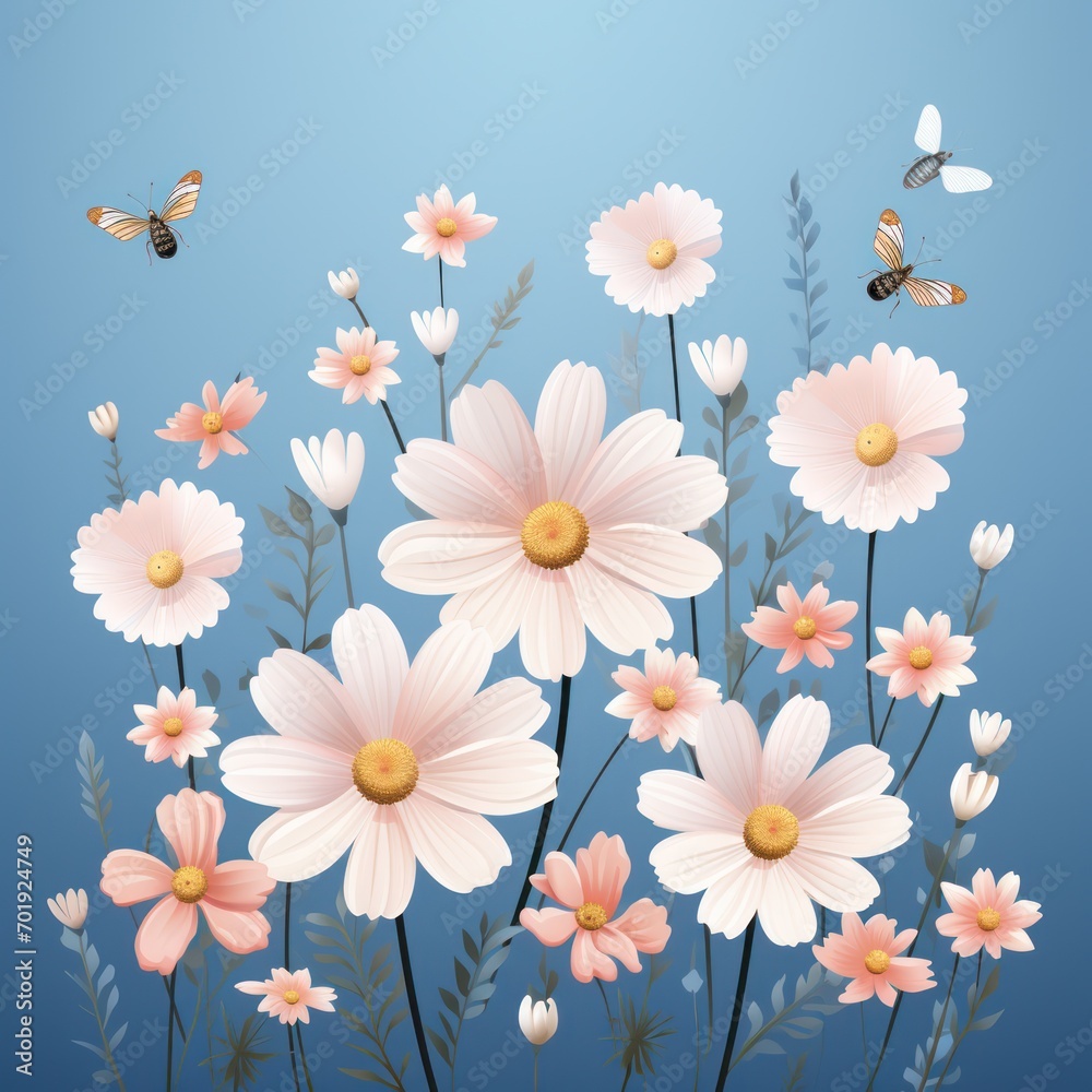 Obraz premium image of flowers on a blue background.