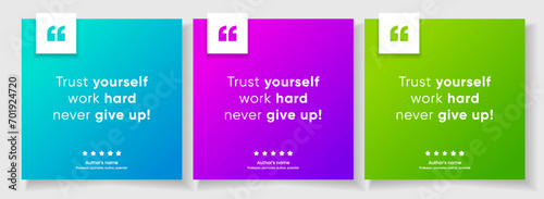 3D bubble testimonial banner, quote, infographic. Social media post template designs for quotes. Empty speech bubbles, quote bubbles and text box. Vector Illustration EPS10.