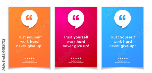 3D bubble testimonial banner, quote, infographic. Social media post template designs for quotes. Empty speech bubbles, quote bubbles and text box. Vector Illustration EPS10.