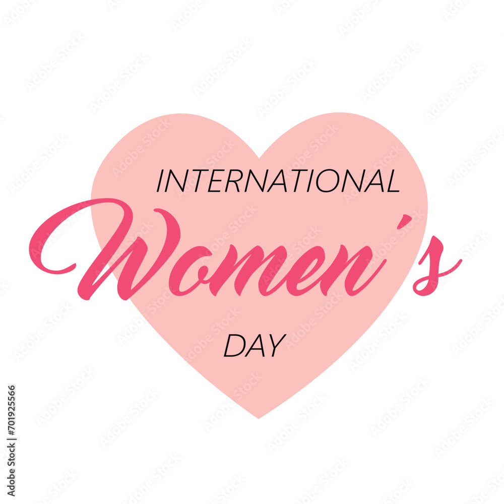 Text INTERNATIONAL WOMEN'S DAY and heart on white background