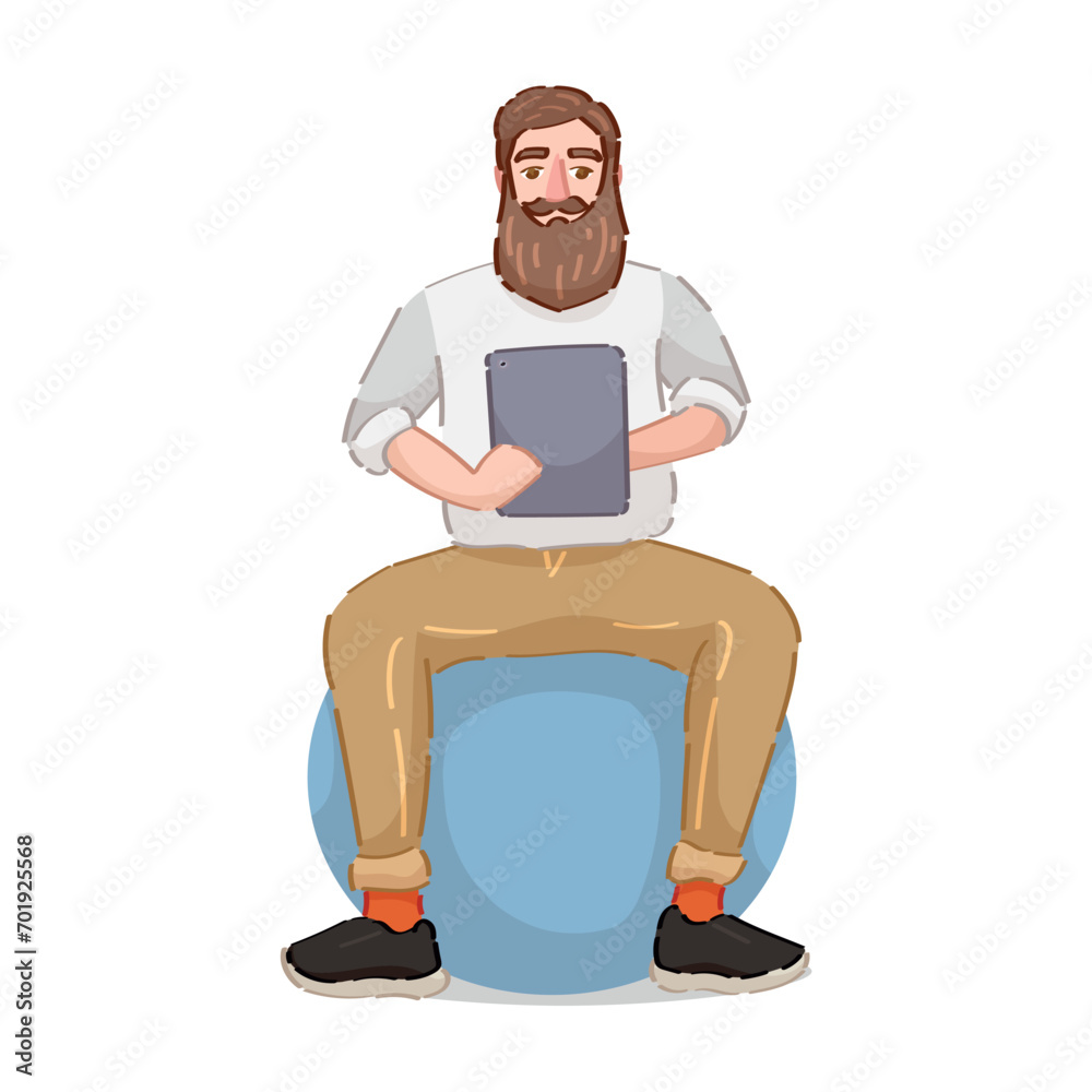 Young man with modern tablet computer on white background Young man with modern tablet computer on white background