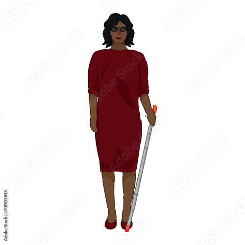 Blind woman on white backgr...