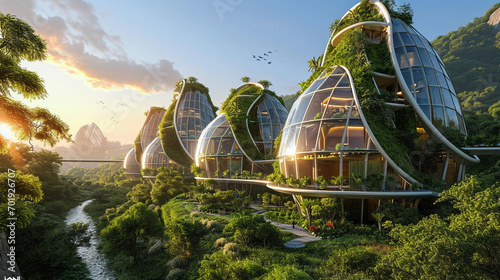 Eco-city proving it is possible to exist within the Earth's ecological limits, AI Generated photo