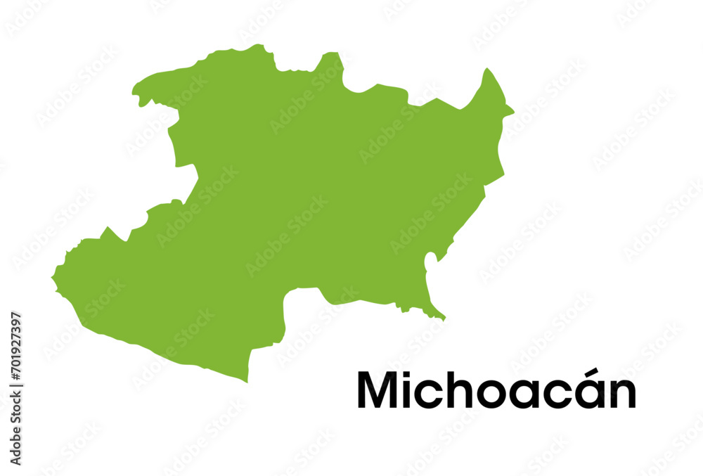 Michoacan State map in Mexico