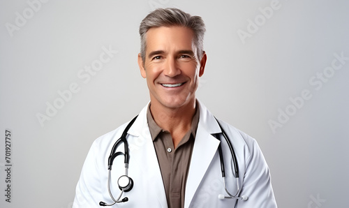 A cheerful doctor with a smile on his face. photo