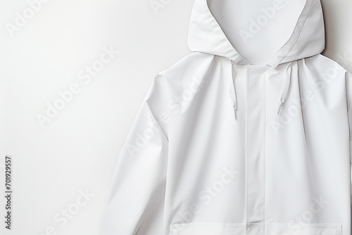 white Raincoat, white background, isolated, mokcup