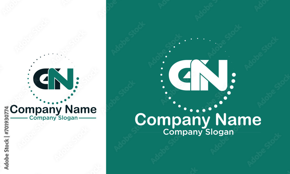 Letter GN logo with circle line, creative modern monogram logo style