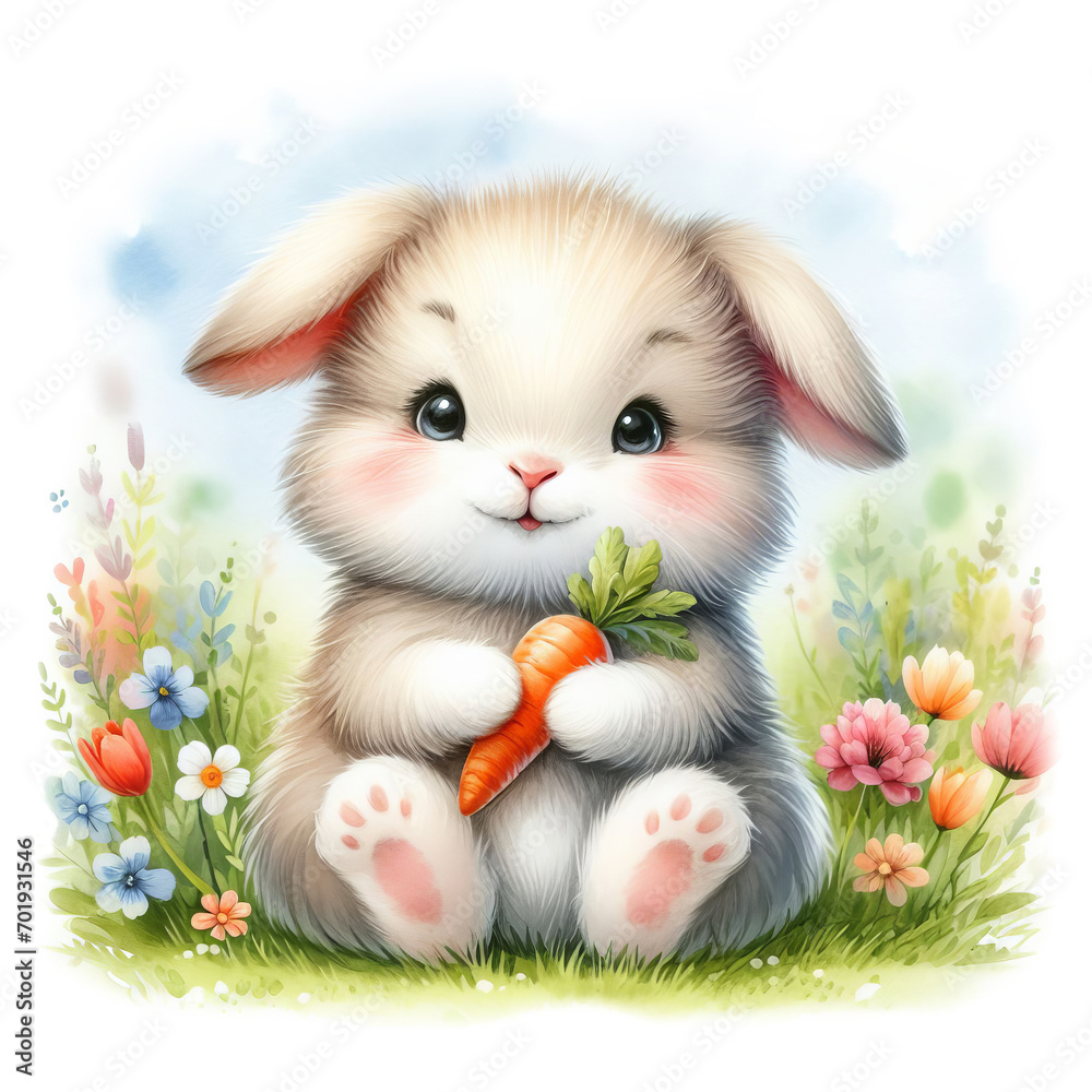 Fototapeta premium Easter bunny with gifts in the clearing