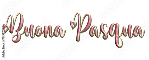 Buona Pasqua - Happy Easter written in Italian - Pink color with glitter - picture, poster, placard, banner, postcard, card.