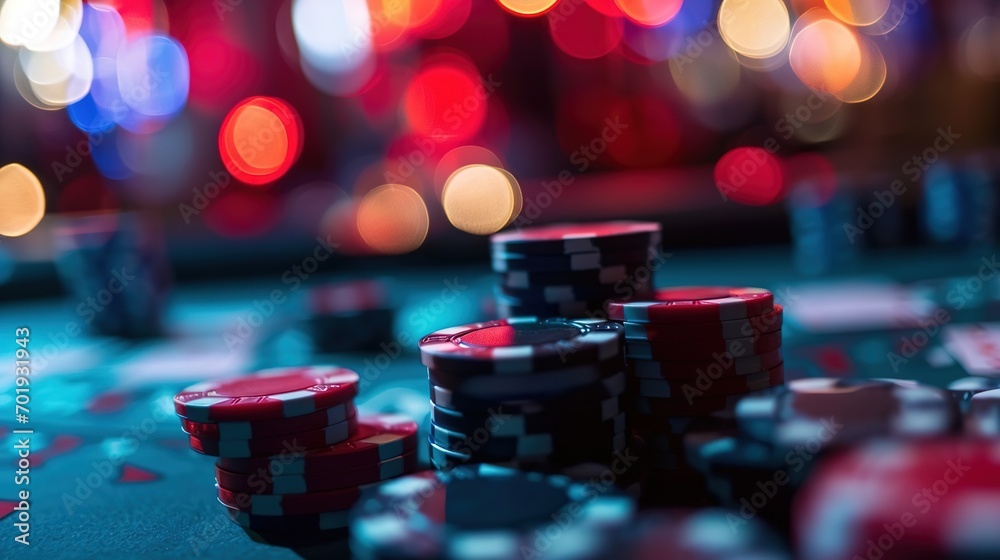 Abstract illustration related to gambling and poker, beautiful casino scene with bright lighting, created with Generative Ai technology. Abstract illustration related to gambling and poker, beautiful casino scene with bright lighting, created with Generative Ai technology.