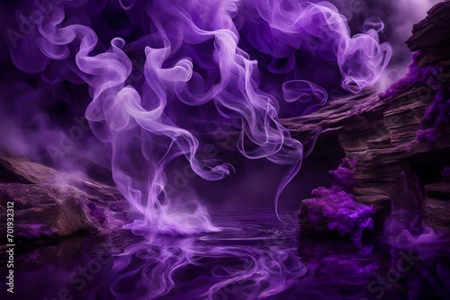 Imagine tendrils of majestic purple smoke cascading against a backdrop of regal amethyst. 