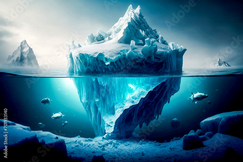iceberg underwater global warming concept