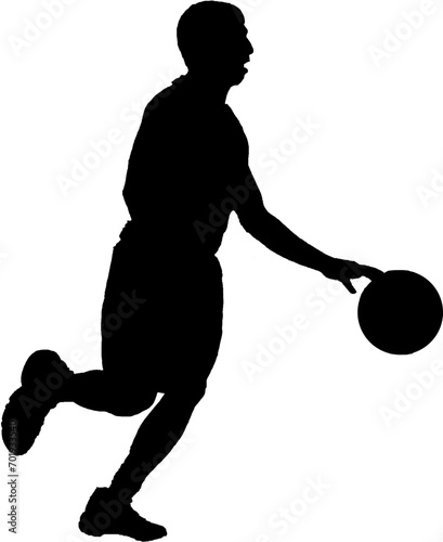 Basketball player dribbling ball, vector