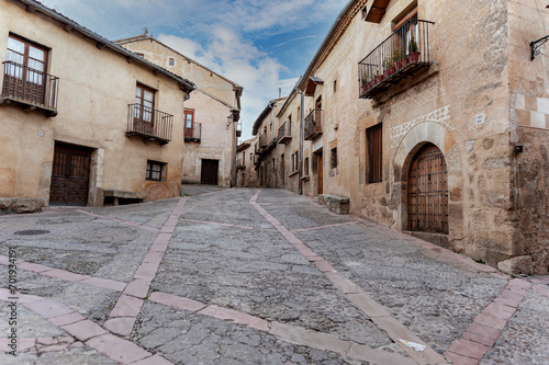 Typical street in the historic center of Pedraza. Segovia. Spain. photo